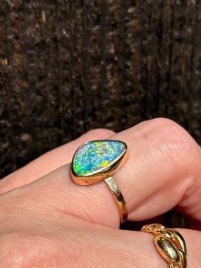 Custom 14k Gold Australian Opal Ring